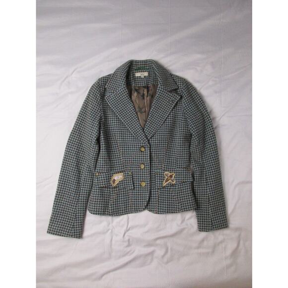 Anthropologie Essentiel Antwerp Women's Houndstooth Wool Blend Blazer 36 US 4 6 - Picture 1 of 15